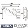 Bristan RUBY Easyfit Sink Mixer Tap Dimensions